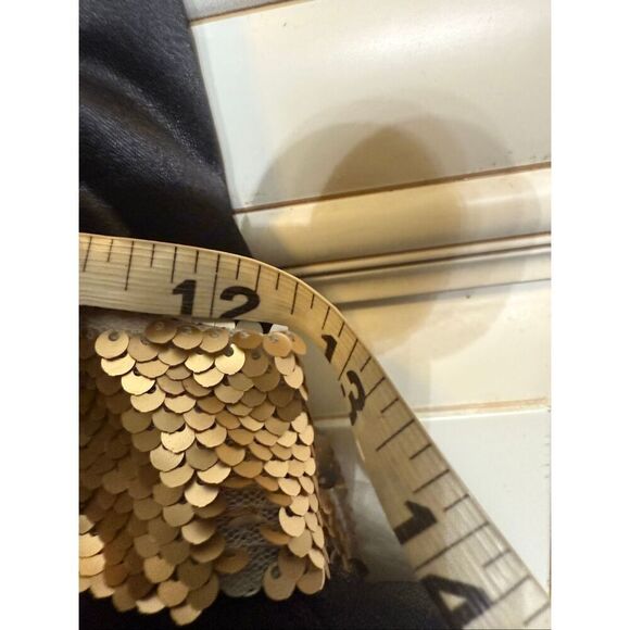 Custom Made Girl's Sequined Waist & Bow Hi-Low Hem Dress Gown Black Gold Small - Picture 14 of 16